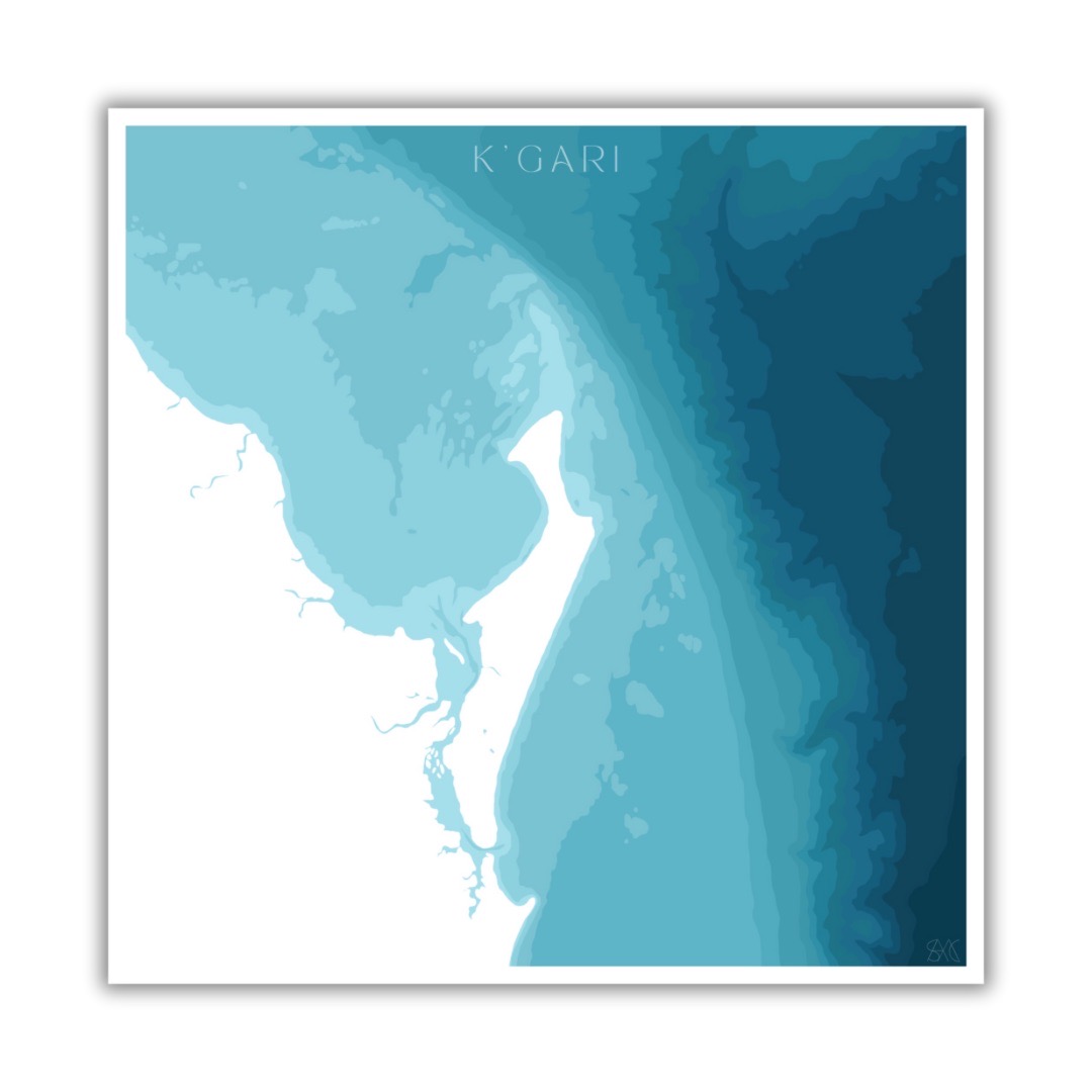 K'gari Ocean Floor Map Print